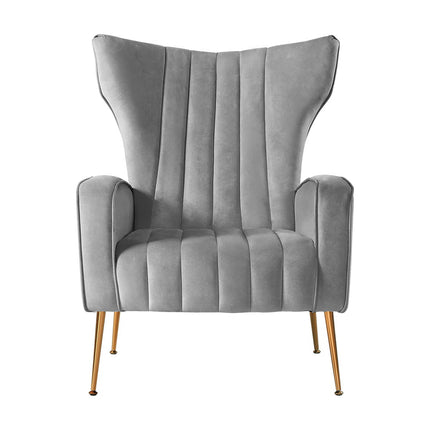 Artiss Armchair Grey Velvet Kate.