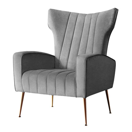 Artiss Armchair Grey Velvet Kate.