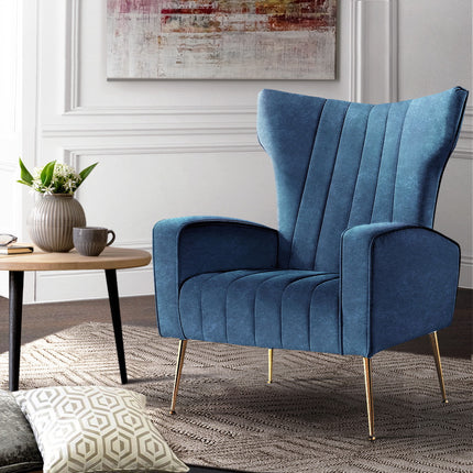 Artiss Armchair Navy Velvet Kate.
