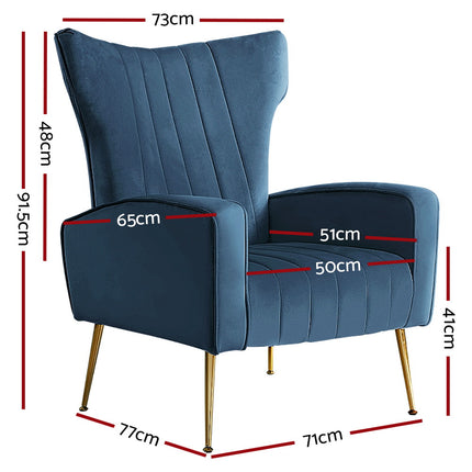 Artiss Armchair Navy Velvet Kate.