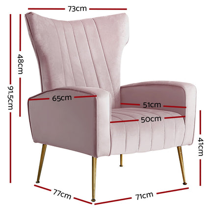 Artiss Armchair Green Velvet Caroline.