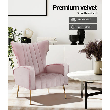 Artiss Armchair Green Velvet Caroline.
