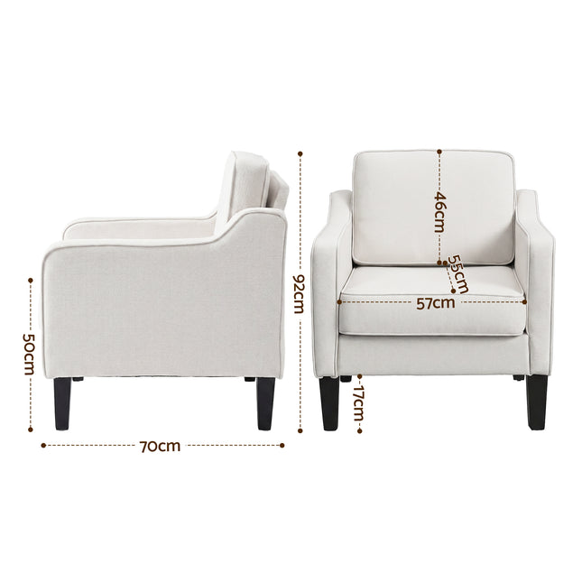 Artiss Armchair Lounge Accent Chair Linen Fabric Beige.