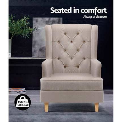 Artiss Rocking Chair Armchair Linen Fabric Beige Gaia.