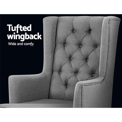 Artiss Rocking Chair Armchair Linen Fabric Grey Gaia.