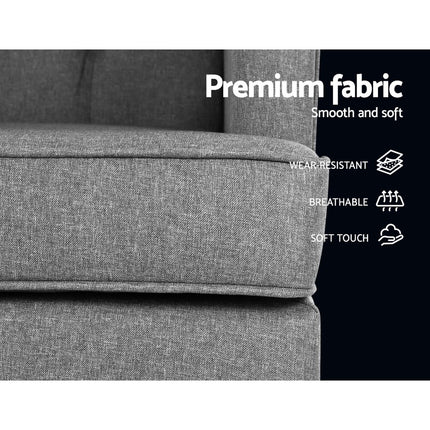 Artiss Rocking Chair Armchair Linen Fabric Grey Gaia.