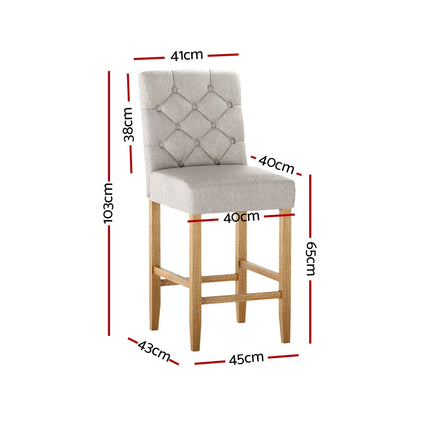 Artiss 2x Bar Stools Linen Upholstered Chairs.
