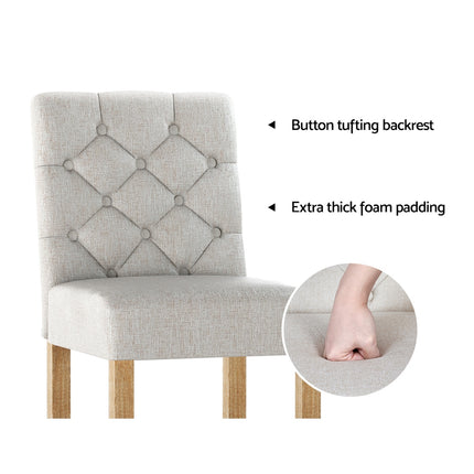 Artiss 2x Bar Stools Linen Upholstered Chairs.