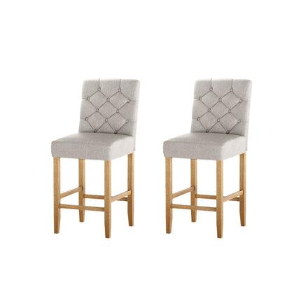 Artiss 2x Bar Stools Linen Upholstered Chairs.
