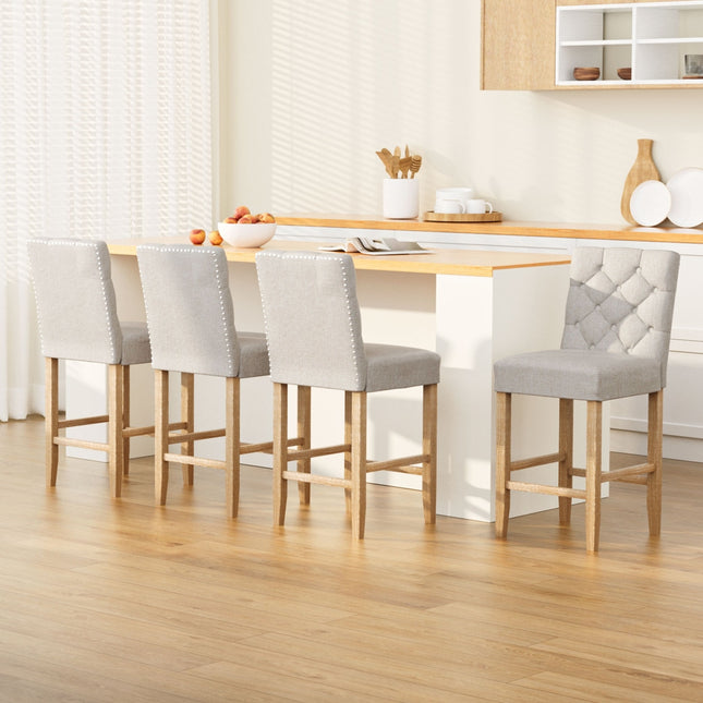 Artiss 4x Bar Stools Linen Upholstered Chairs.