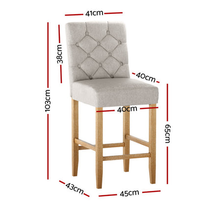 Artiss 4x Bar Stools Linen Upholstered Chairs.