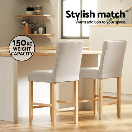Artiss 4x Bar Stools Linen Upholstered Chairs.