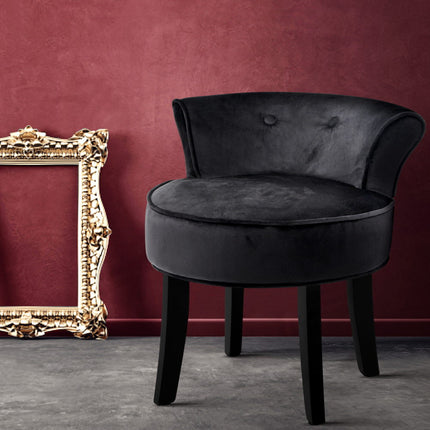 Artiss Vanity Stool Velvet Black Abella.