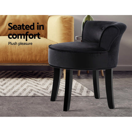 Artiss Vanity Stool Velvet Black Abella.