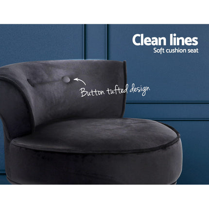 Artiss Vanity Stool Velvet Black Abella.