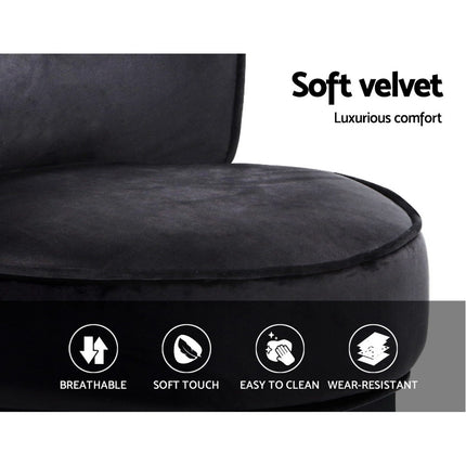 Artiss Vanity Stool Velvet Black Abella.