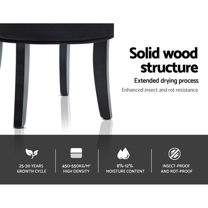 Artiss Vanity Stool Velvet Black Abella.
