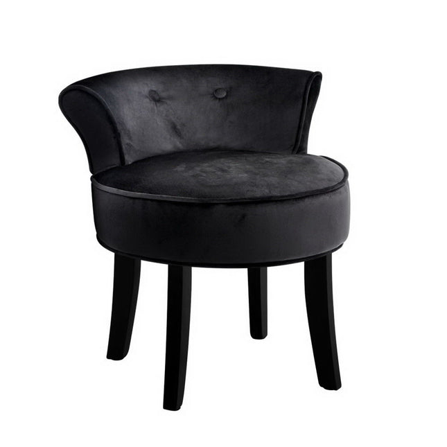 Artiss Vanity Stool Velvet Black Abella.