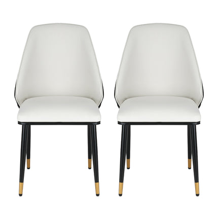 Artiss Dining Chairs Set of 2 Leather Seat Beige and Black.