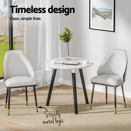 Artiss Dining Chairs Set of 2 Leather Seat Beige and Black.