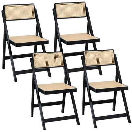 Artiss 4x Dining Chairs Wooden Rattan Foldable Black.