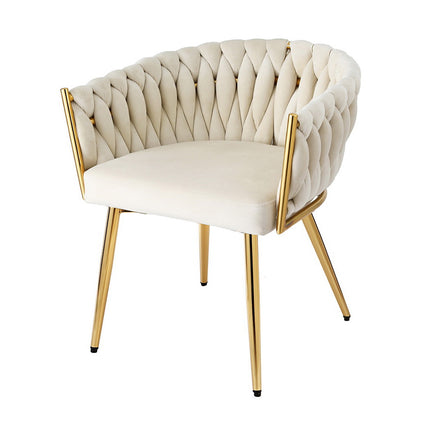 1 Artiss Dining Chair Velvet Armchair Beige.