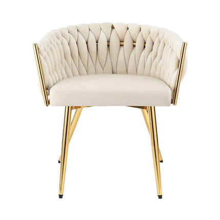 1 Artiss Dining Chair Velvet Armchair Beige.