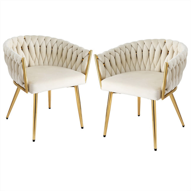 1 Set of 2 Artiss Dining Chairs Velvet Armchair Beige.