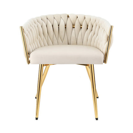 1 Set of 2 Artiss Dining Chairs Velvet Armchair Beige.