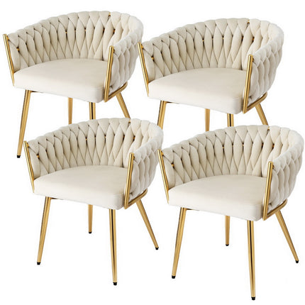 1 Set of 4 Artiss Dining Chairs Velvet Armchair Beige.