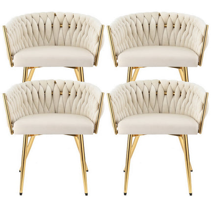 1 Set of 4 Artiss Dining Chairs Velvet Armchair Beige.