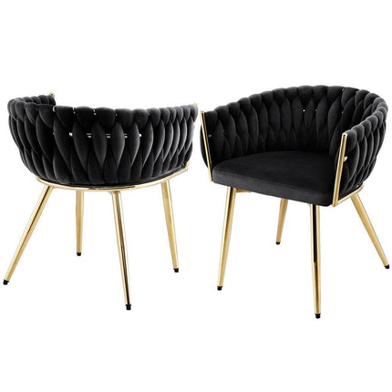 1 Set of 2 Artiss Dining Chairs Velvet Armchair Black.