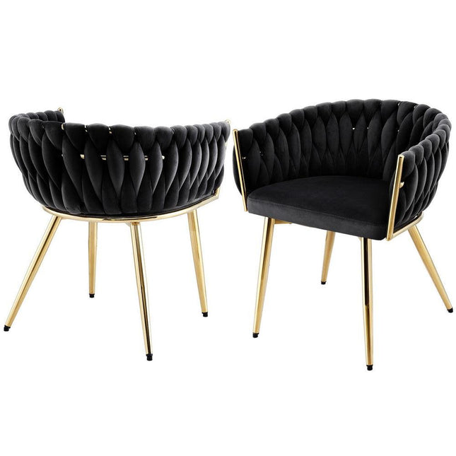 1 Set of 2 Artiss Dining Chairs Velvet Armchair Black.