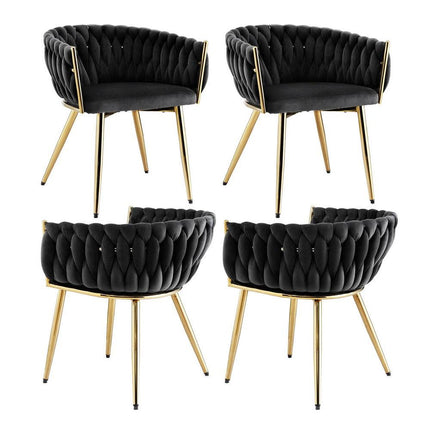 1 Set of 4 Artiss Dining Chairs Velvet Armchair Black.