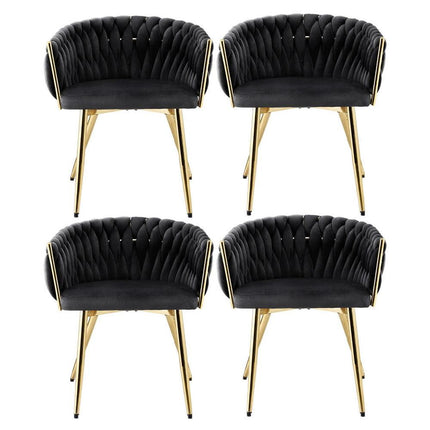 1 Set of 4 Artiss Dining Chairs Velvet Armchair Black.