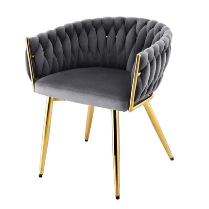 Artiss 1x Dining Chair Armchair Cafe Kitchen Lounge Chairs Velvet Weaving Grey.