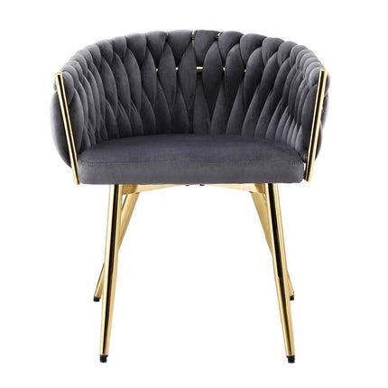 Artiss 1x Dining Chair Armchair Cafe Kitchen Lounge Chairs Velvet Weaving Grey.