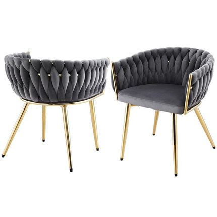 1 Set of 2 Artiss Dining Chairs Velvet Armchair Grey.