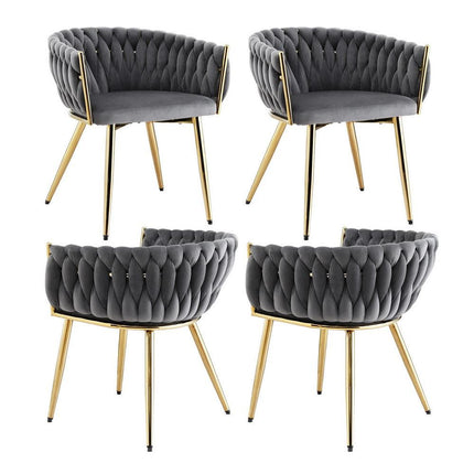 1 Set of 4 Artiss Dining Chairs Velvet Armchair Grey.