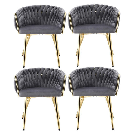 1 Set of 4 Artiss Dining Chairs Velvet Armchair Grey.