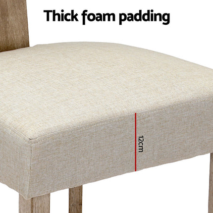 Artiss Dining Chairs Set of 2 Linen Fabric Wooden Beige.