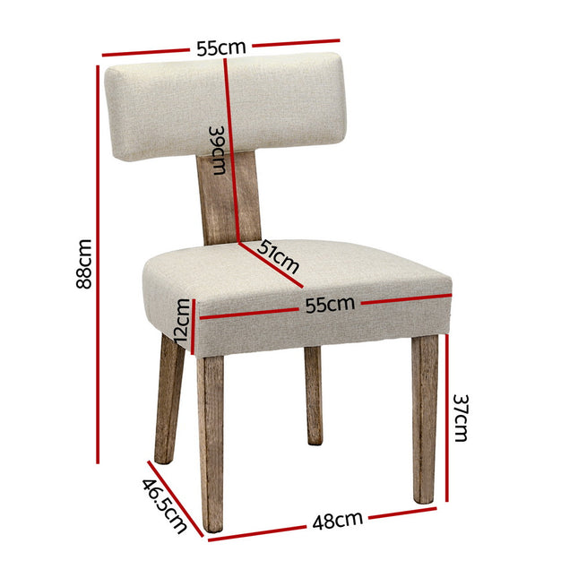 Artiss Dining Chairs Set of 4 Linen Fabric Wooden Beige.