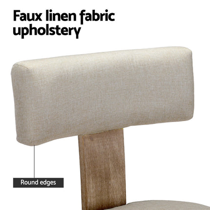 Artiss Dining Chairs Set of 4 Linen Fabric Wooden Beige.