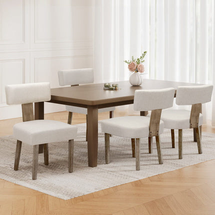 Artiss Dining Chairs Set of 4 Linen Fabric Wooden Beige.