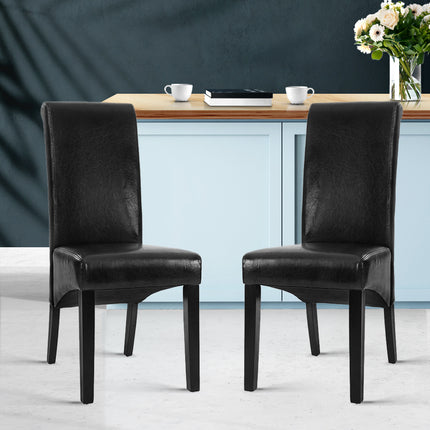 Artiss Dining Chairs Set of 2 Leather Parsons Chair Black.