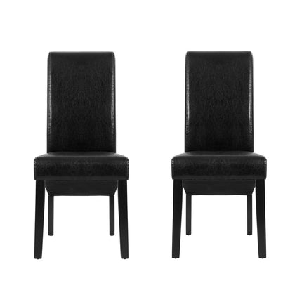 Artiss Dining Chairs Set of 2 Leather Parsons Chair Black.