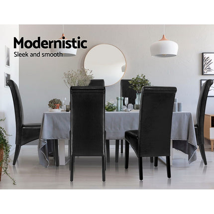 Artiss Dining Chairs Set of 2 Leather Parsons Chair Black.
