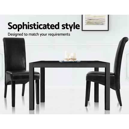 Artiss Dining Chairs Set of 2 Leather Parsons Chair Black.