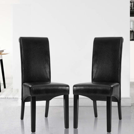 Artiss Dining Chairs Set of 2 Leather Parsons Chair Black.