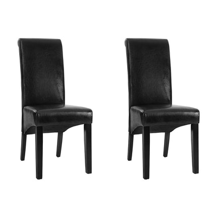 Artiss Dining Chairs Set of 2 Leather Parsons Chair Black.